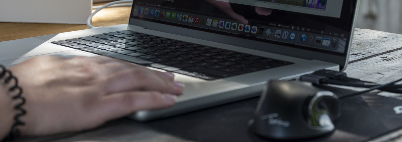 Working on a laptop